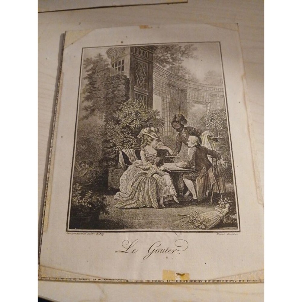 18th century 1800s copperplate Art Le Goûter Pierre-Antoine Baudouin